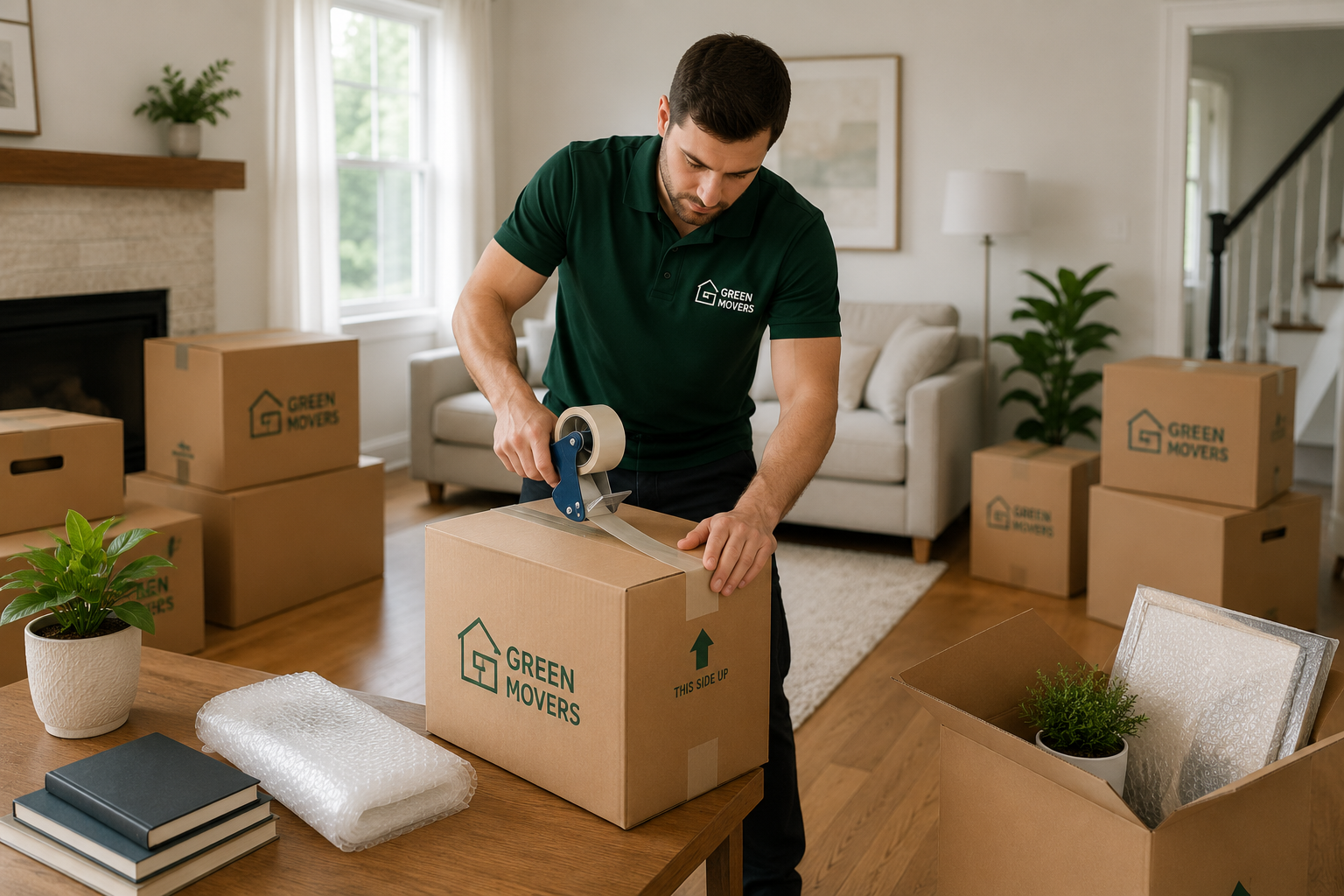 Packing up in a cozy living room