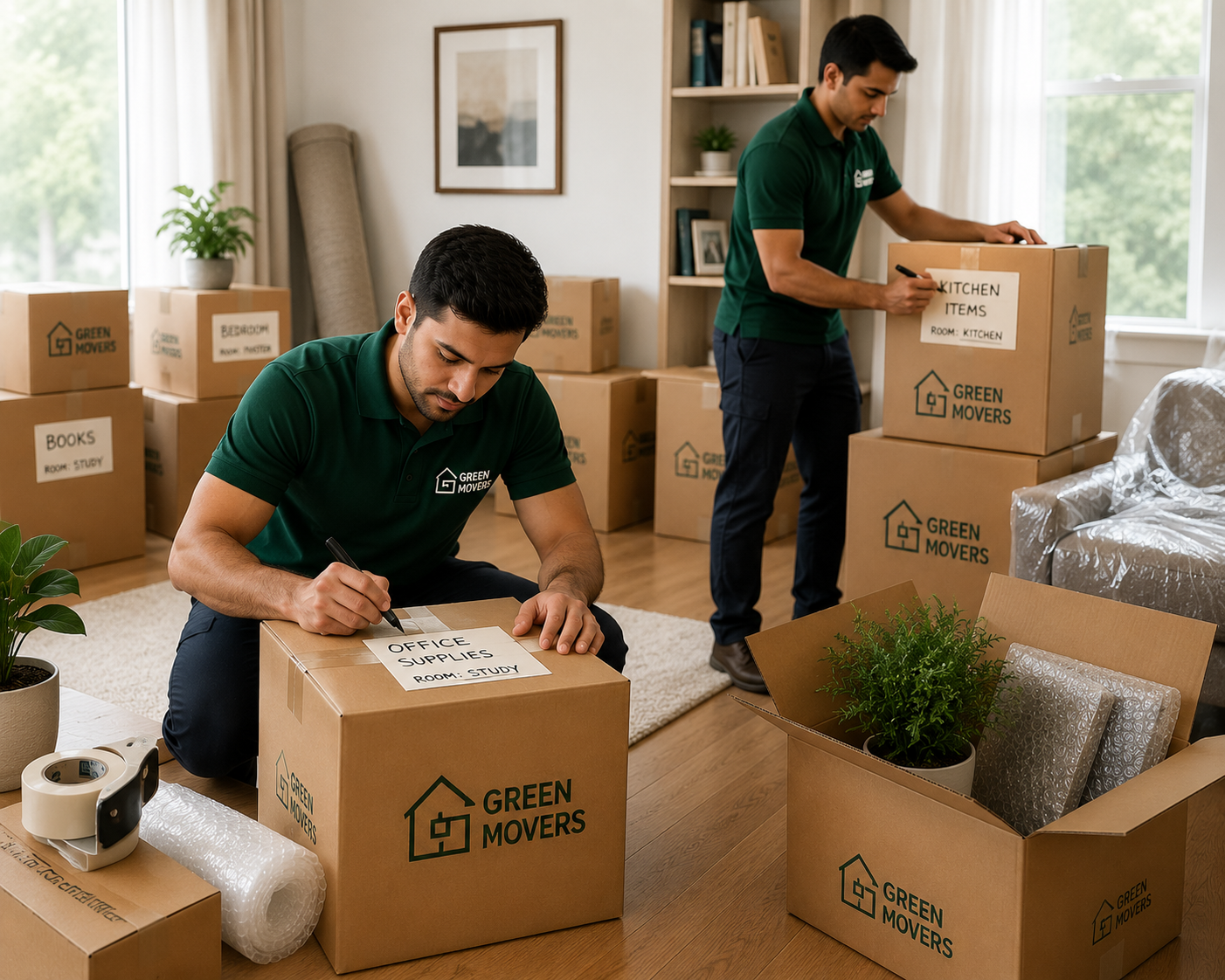 Busy movers preparing for relocation